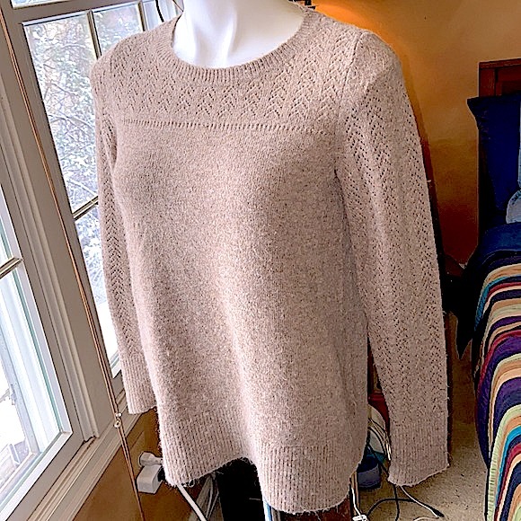 SP LOFT SWEATER FUZZY BEIGE LONG MACHINE WASH AND DRY - Picture 1 of 9